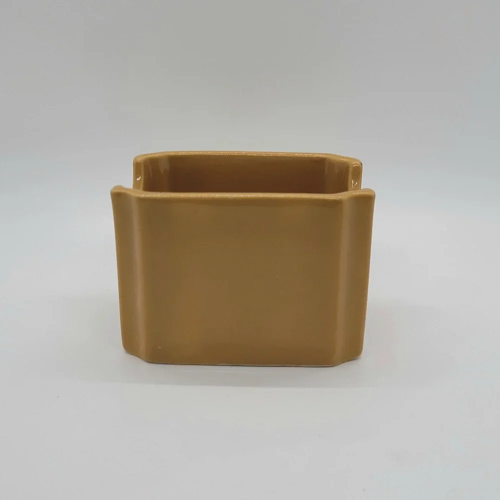 Hall China 716 Vintage Tan Ceramic Sugar Packet Holder Caddy Made in USA